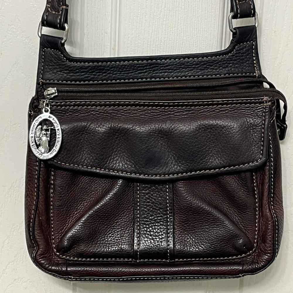Vintage Fossil Leather Crossbody Bag - Dark Brown